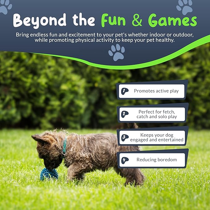 Spiky Dog Ball 1.8 Inch Squeaky Toy for Small Dogs Aggressive Chewers Puppy Teething Toys Dog Spike Ball for Training and Teeth Cleaning - 8 Pack