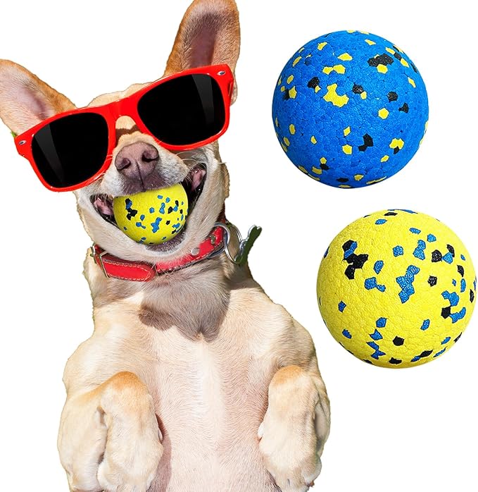 Dog Balls Tennis Balls for Dogs, Dog Toys for Aggressive Chewers, Durable Rubber Teething Chew Toys Water Floating Ball, Interactive Fetch Ball for Large Medium Small Dogs, Pets
