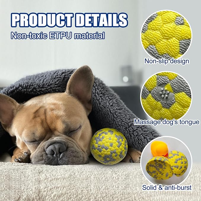 Dog Balls, Indestructible Tennis Balls for Dogs, Durable Bouncy Dog Toy Balls for Aggressive Chewers, Interactive Dog Toys for Fetch Game, Lightweight Floating Dog Toys