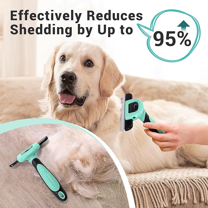 MIU COLOR Pet Grooming Brush, Deshedding Tool for Dogs & Cats, Effectively Reduces Shedding by up to 95% for Short Medium and Long Pet Hair,Spring Green