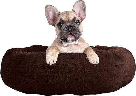 PETMAKER Dog Bed - Donut Pet Bed for Small Dogs - Dog Bed with Removable Washable Cover and Anti-Slip Bottom - Puppy Essentials (Dark Brown)