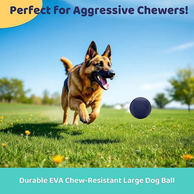 Dog Balls, EVA Dogs Toy Ball for Aggressive Chewers, 5 Inch Durable High Elasticity Interactive Ball for Training Dog Catch and Fetch, Floatable Toy for Medium and Large Dogs Puppies(Dark Blue)