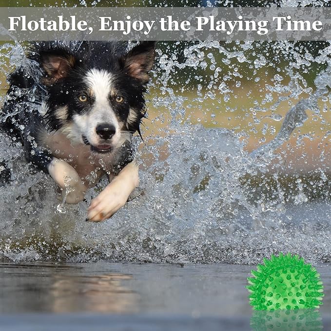 12pack Squeaky Dog Toys Spiky Dog Balls Cleans Teeth and Promotes Dental and Gum Health for Your Pet Squeaker Ball Toys for Aggressive Chewers (S 12PACK)