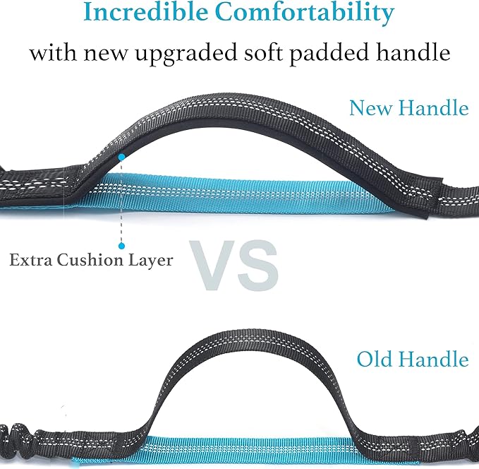 iYoShop Retractable Hands Free Dog Leash - Dual Handle Bungee Waist Leash for Small, Medium and Large Dogs (Medium/Large, 25-150 lbs, Black)