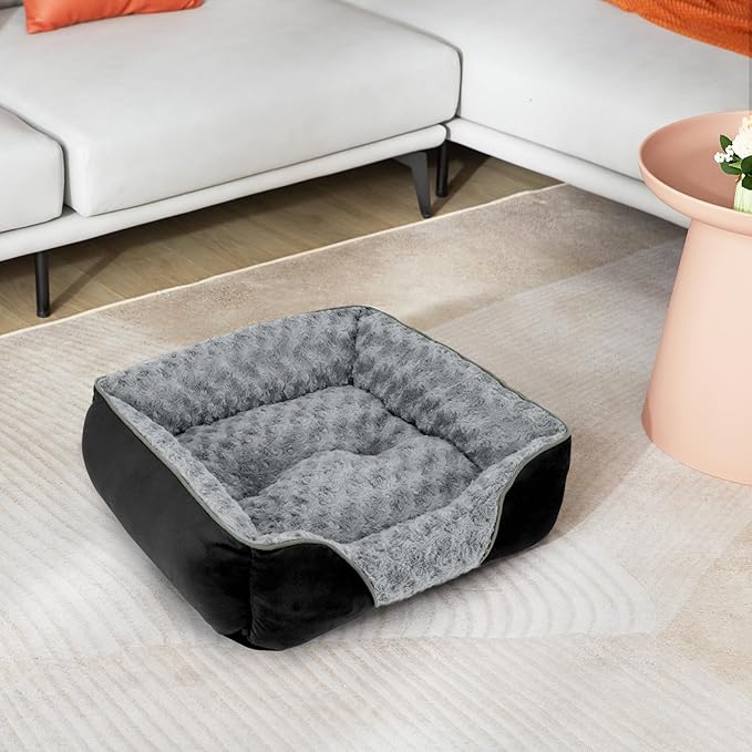 INVENHO Large Dog Bed Rectangle Washable Orthopedic Soft Calming Sleeping Durable Pet Cuddler with Anti-Slip Bottom