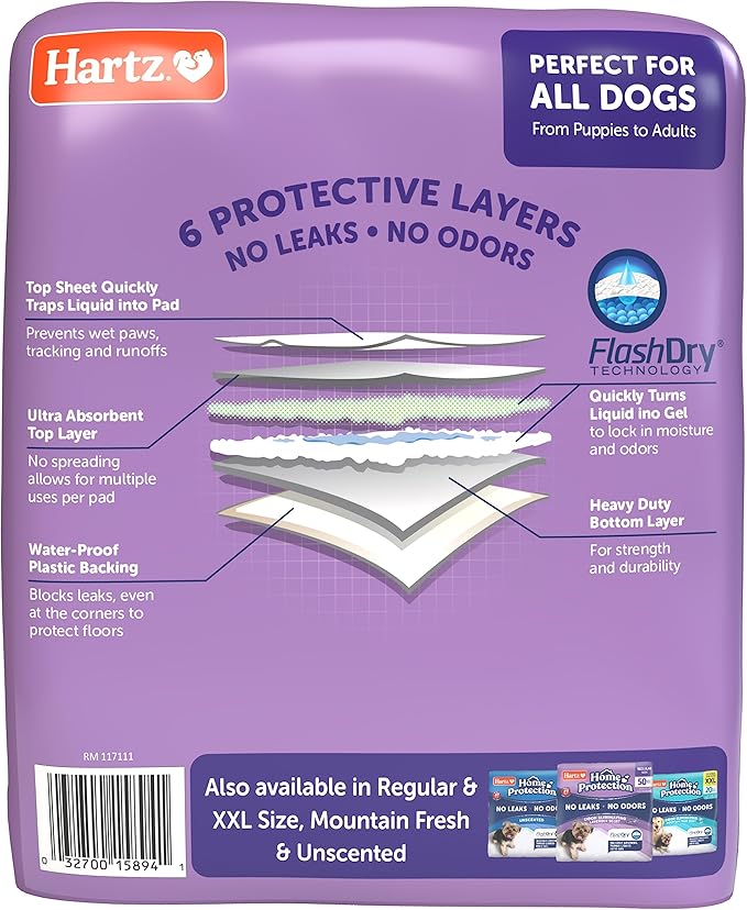 Hartz Home Protection Lavender Scented USA Made Dog Pads, 3XL 14 Count, Super Absorbent & Won't Leak, Odor Eliminating