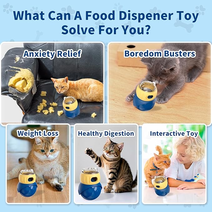 Cat Interactive Puzzle Toy, Adjustable Treat Dispenser for Indoor Cats, Safe Material Kitty Enrichment Toy for IQ Training, Mental Stimulation, Relieve Boredom, Gifts