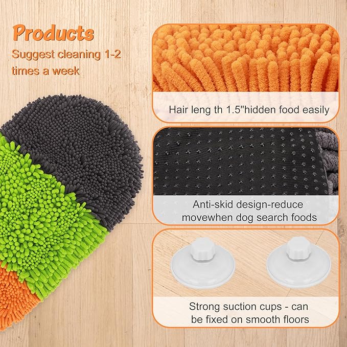 Snuffle Mat for Dogs, Interactive Toys for Pet, 12'' x 27'' Cat Slow Feeding Bowl Washable and Encourages Natural Foraging Skills, Comfortable Texture for Rabbits