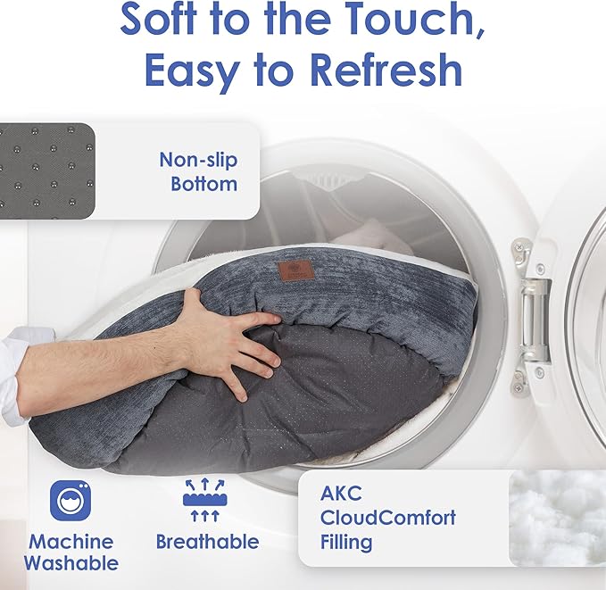 AMERICAN KENNEL CLUB 31" Mason Fabric Round Pet Bed - Stylish Washable Dog Bed with Non-Slip Bottom, Plush Sleeping Surface - for Cats, Large Breeds