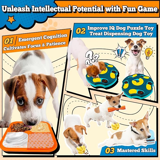 PETCARE 9 PCS Interactive Enrichment Dog Puzzle Toy Set, Mentally Stimulating Cognitive Dogs Toys for Small Medium Smart Dogs Cat, Includes Treat Dispensing Dog Toys, Lick Mat, Puppy Teething Chew Toy
