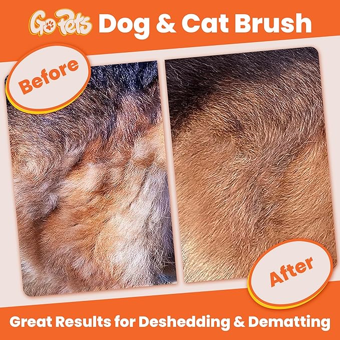 GoPets Pet Grooming Kit Bundle With 2 Sided Dematting Comb and Deshedding Rake + Professional Self-Cleaning Slicker Brush for Dogs and Cats