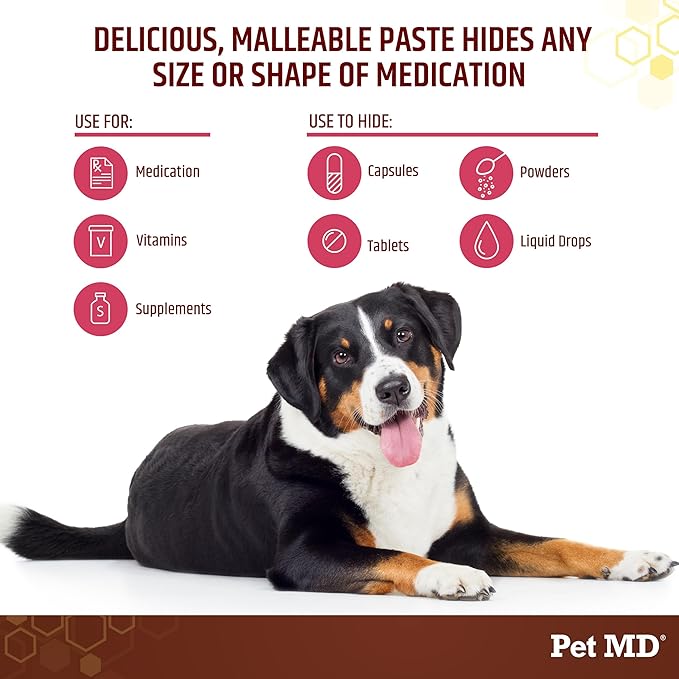 Pet MD Wrap-A-Pill with Dog Probiotics - Pill Wrap for Dogs Medicine - Easy-to-Use Paste to Hide Capsules, Create Pockets and Pill Treats for Dogs - Bacon (4.2oz)