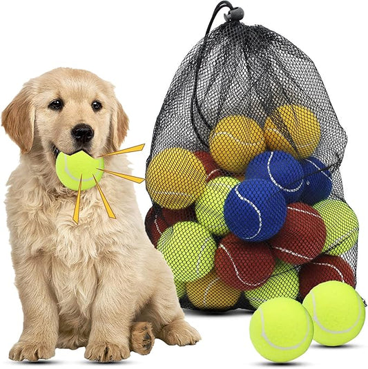 Magicorange Dog Tennis Balls, 20 Pack 2.5 inch Floatable Squeaky Tennis Balls for Fetch Exercise, Natural Rubber Squeaky Dog Balls Training Safe (Multicolor, 2.5inch)