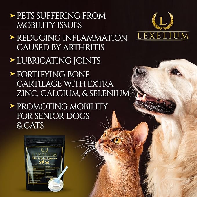 Joint Supplement for Dogs & Cats - Chondroitin Sulfate, Turmeric, MSM, Glucosamine & Calcium for Healthy Bones & Optimal Skeletal Function - Optimal Joint Care to Help w/Arthritis- 200g