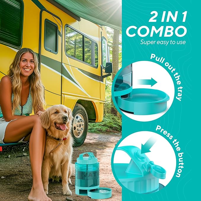 77oz Portable Dog Water Bottle, Large Travel Water Bowls for Dogs Camping Essentials Hiking Park Traveling Beach Walk Accessories, Dog Water Bowl Dispenser with Pull-Out Drinking Bowl, BPA Free