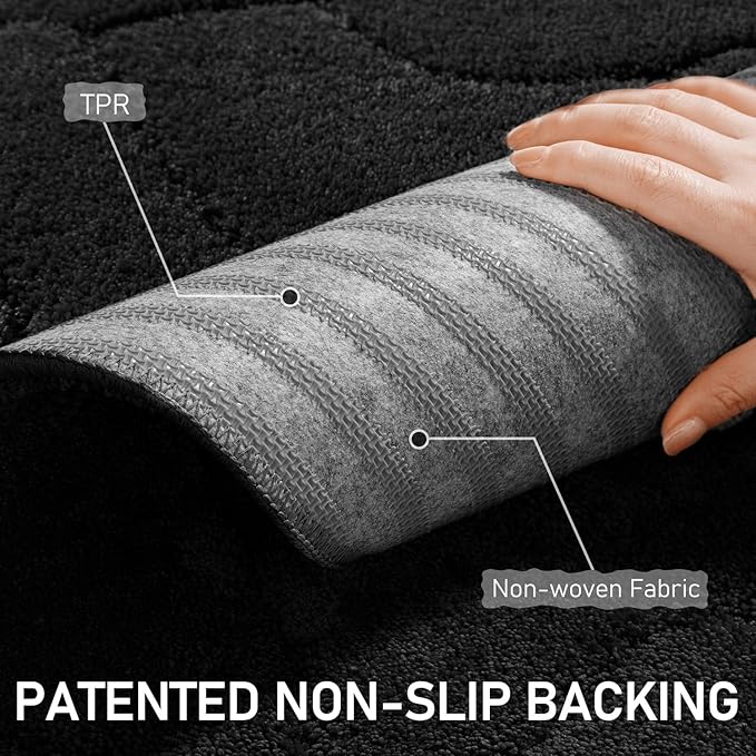 Large Dog Door Mat for Muddy Paws, 22x47 Absorbent Dirt Trapper Long Door Mat, Non-Slip Washable Mud Mat for Dogs, Polyester Microfiber Soft Pet Rug Mat for Entryway, Mud Dog Paws, Patio (Black)