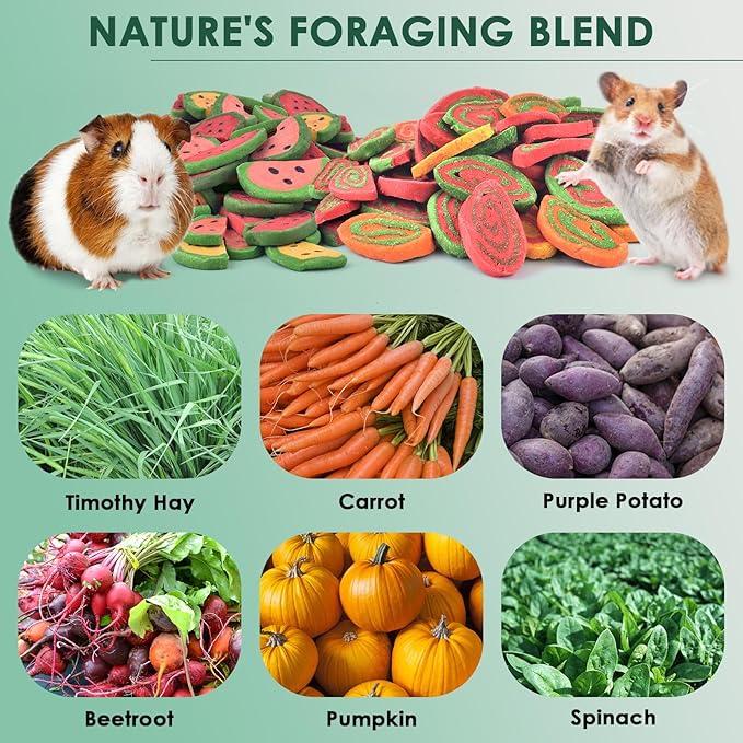 KATUMO Rabbit Chew Treats - 380g Mixed Natural Timothy Hay Pumpkin Carrot Beet Spinach Chew Toys for Rabbit Guinea Pig Hamster Bunny Chinchilla Gerbil Small Rodent Pets