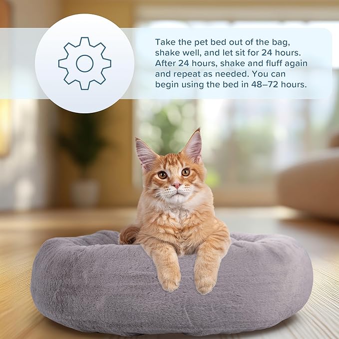PETMAKER Dog Bed - Donut Pet Bed for Small Dogs - Dog Bed with Removable Washable Cover and Anti-Slip Bottom - Puppy Essentials (Gray)