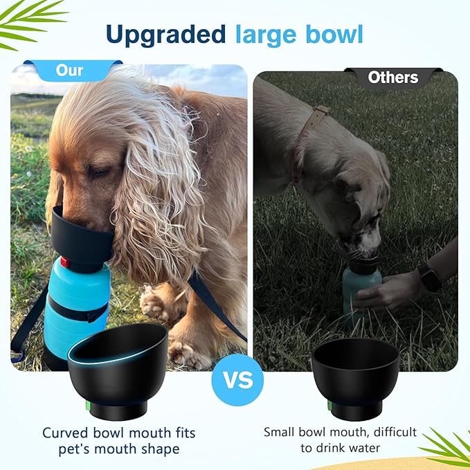 Pecute Dog Water Bottle Portable 22 oz with 5 oz Food Container, Poop Bag Holder, Portable Dog Water Bottle Dispenser, Leakproof, Lightweight, Pet Water Bottle for Dogs Outdoor Travel Walking
