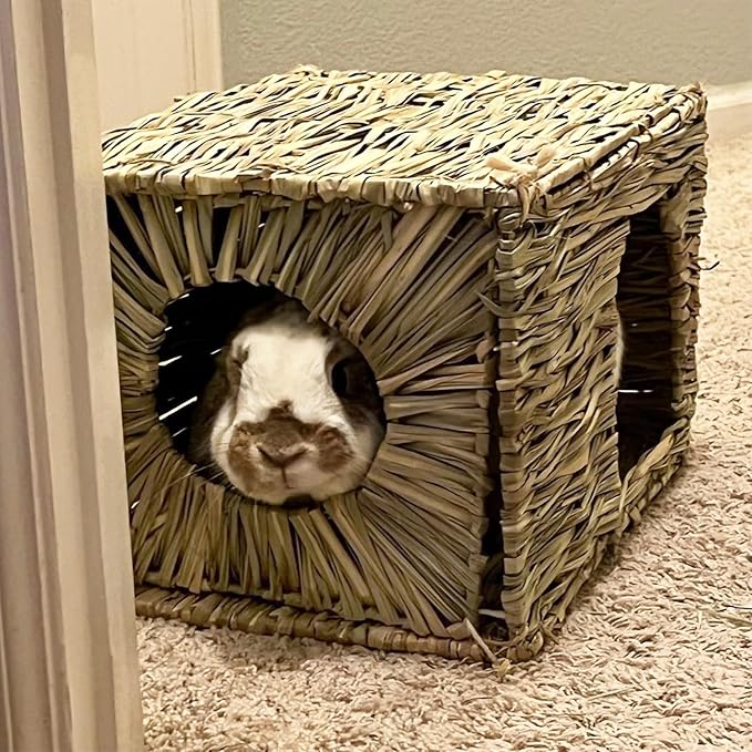 LWINGFLYER Rabbit Grass House Bunny Grass House Sleeping Chew Toys for Small Animal Bunny Hamster Chinchillas Guinea Pet Hay Bed (1PCS)