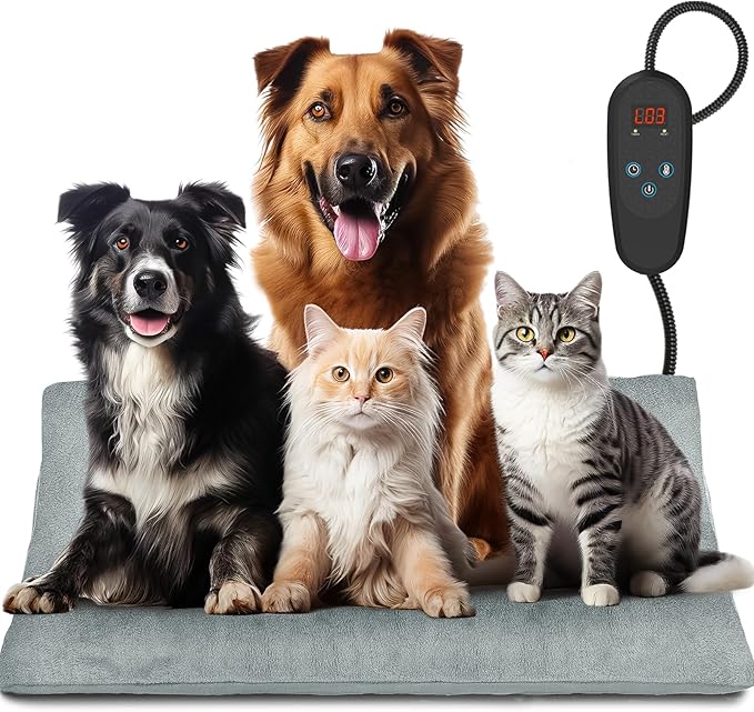 Large Pet Heating Pad Temperature AdjustmentAnti-bite Puppy with Timer Cat Dog Heating Pad Indoor Waterproof Pet Warming Pad Electric Heated Bed Mat Dog