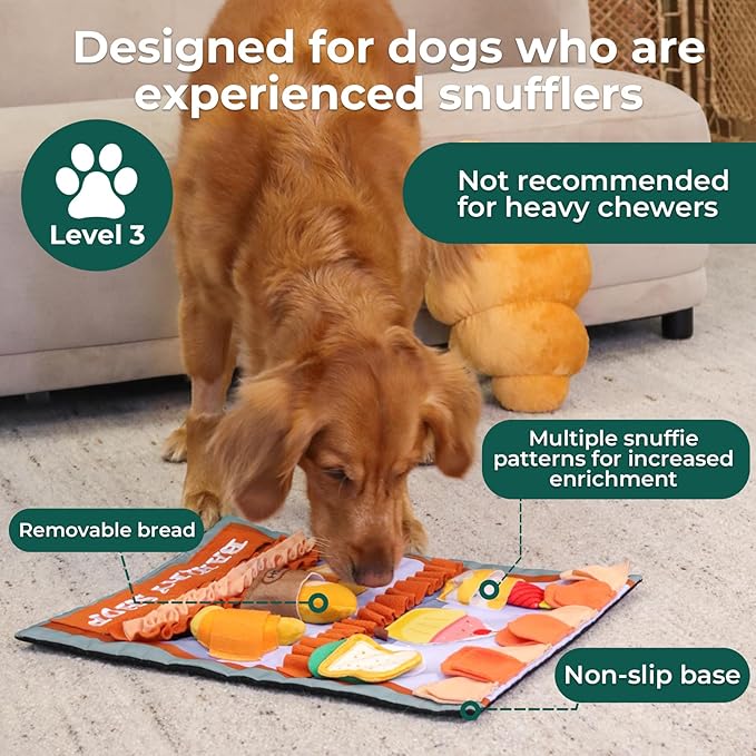 Snuffle Mat for Dogs Pastry Shoppe for Large Dog Snuffle Mat 24” x 19”, Plush Enrichment Toy for Slow Feeder, Puppy Toys to Keep Them Busy, Machine Washable, Snuffle Mat for All Breed Sizes