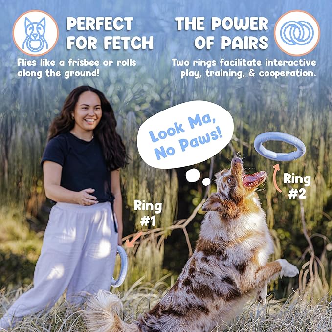 Set of 2 Active Dog Toy Rings - Floating Dog Rings for Outdoor Play, Training & Fetch - Durable Fetch Toy, Frisbee Alt, Outside Yard Toys for Large Breeds - Blue