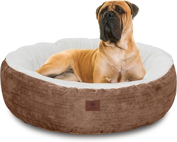 AMERICAN KENNEL CLUB 31" Mason Fabric Round Pet Bed - Stylish Washable Dog Bed with Non-Slip Bottom, Plush Sleeping Surface - for Cats, Large Breeds