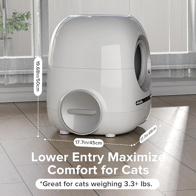 Extra Large Automatic Cat Litter Box Self Cleaning, Large Capacity Litter Robot with App Control Smart Odor Removal Safety Protection for Multiple Cats