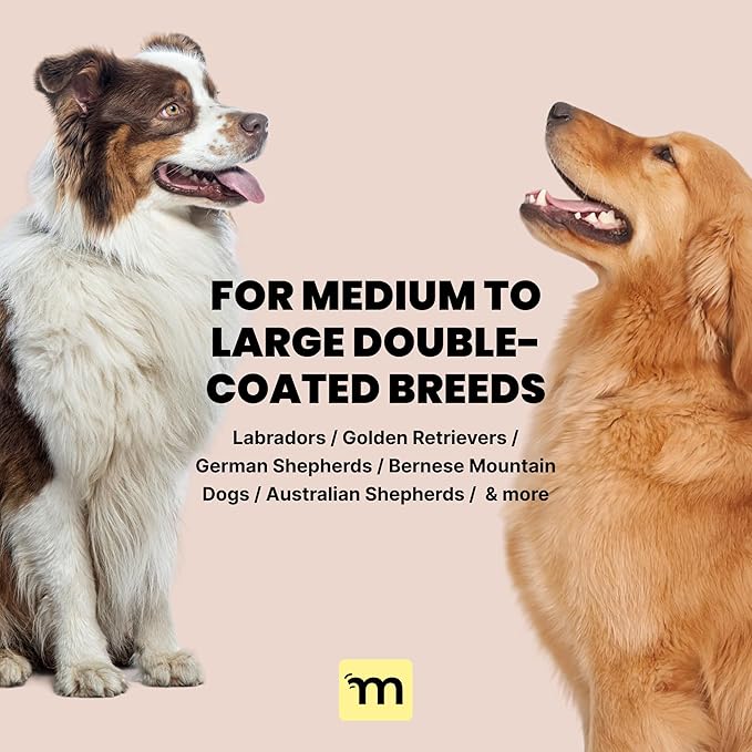 MalsiPree Dog Brush - Large, Black - 2-in-1 Undercoat Rake & Dematting Rake - Shedding Brush & Deshedding Tool for medium to Large Double-Coated Dogs & Cats