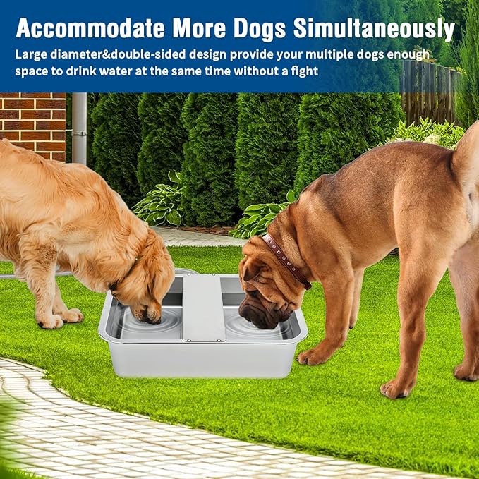 BWOGUE 5 Gal Automatic Dog Water Dispenser for Large Dogs Stainless Steel Outdoor Water Bowl Large Breed Self Filling Dog Waterer Feeder for Dogs Cat Chicken Livestock