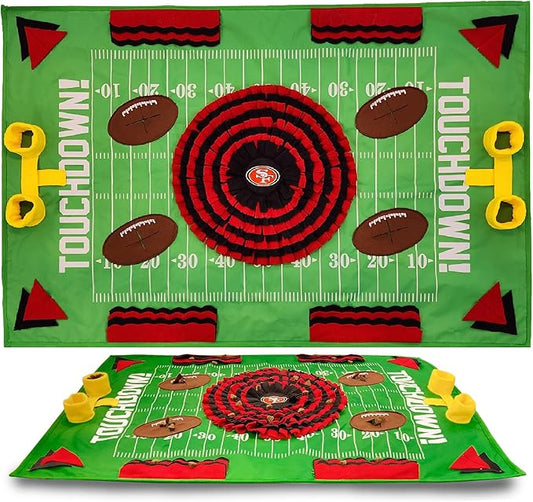 NFL San Francisco 49ers Dog Snuffle Mat – Interactive Pet Slow Feeder, Football Field Design Food Puzzle Toy for Dogs & Cats, Foraging Activity Mat for Smarter Feeding