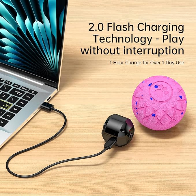 Smart Interactive Dog Toy, Automatic Moving, Bouncing and Stimulation, Silent Foam Material, IP54 Waterproof Rating, Active Rolling,Dog Ball for Medium and Large Dogs,Dog Birthday (Pink)