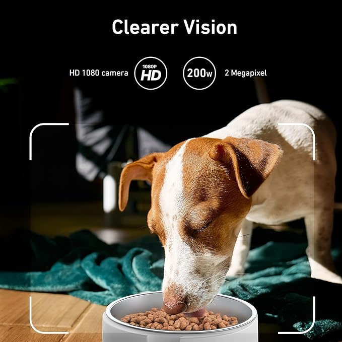 Automatic Dog & Cat Feeder with Camera & WiFi – 8L/34 Cups, 1080P Night Vision, 2.4 & 5G WiFi, 2-Way Talk, 10s Voice Recording, Timed Food Dispenser, Up to 99 Portions, 15 Meals Per Day