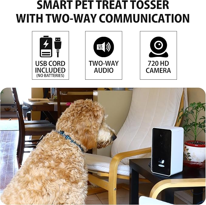 Lentek Smartphone-Controlled Pet Treat Dispenser with Camera and Two-Way Communication,WiFi,Alexa,and Google Home-Enabled Programmable Treat Dispenser,10 oz. Capacity,for Cats,Dogs,Rabbits,and more