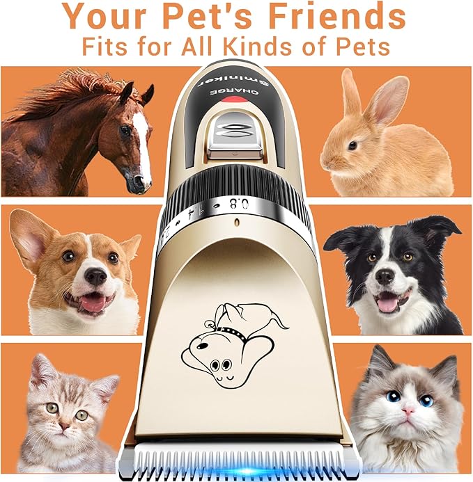 Rechargeable Cordless Dogs Cats Horse Grooming Clippers - Professional Pet Hair Clippers with Comb Guides for Dogs Cats Horses and Other House Animals Pet Grooming Kit