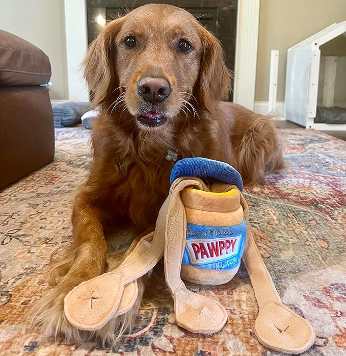 Interactive Dog Enrichment Toy, Cute Crinkle&Snuffle Puppy Toys, Hide & Seek Puzzles, Peanut Butter Jar Toys for Brain Stimulation, for All Dog Sizes