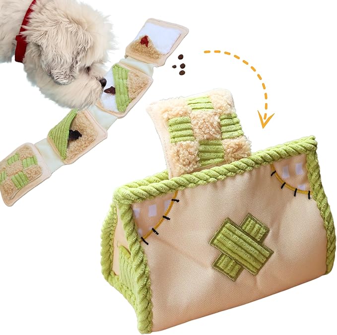 Interactive Dog Toys, Snuffle Puzzle Toys for Small Medium Large Dogs â Durable Hide & Seek Treat Dispenser with Squeaky & Crinkle Sounds, 2-in-1Chew Toy, Dog Birthday for Gifts (Tissue Box)