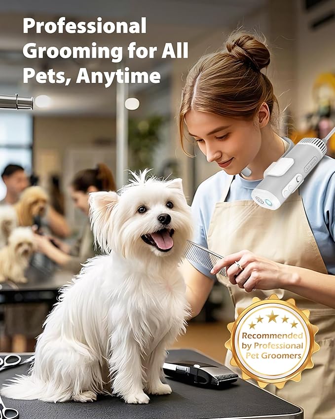 L&W BROS. Hands-Free Dog Dryer – Powerful & Professional Pet Blow Dryer for Small & Medium Dogs & Cats, Adjustable Airflow, Easy Storage, Negative Ion Technology (Gray)