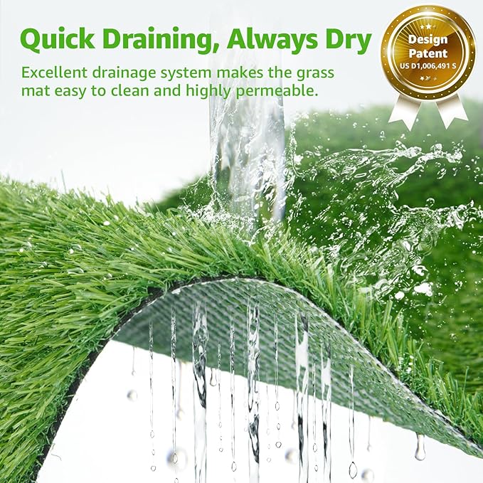 Dog Grass Large Potty Patch, Dog Litter Boxes Artificial Grass Bathroom Turf for Pet Training, Washable Puppy Pee Pad, Perfect Indoor/Outdoor Portable Potty Pet Loo