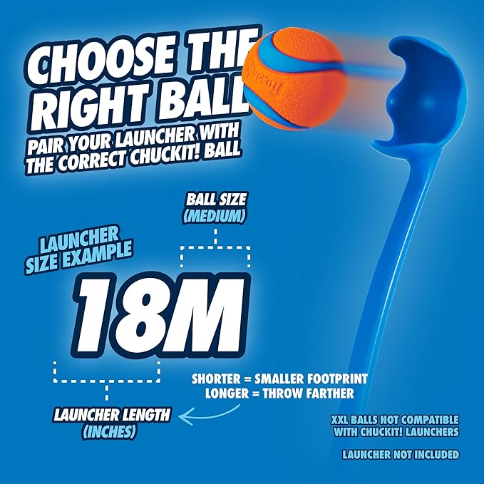 Chuckit Pro Fetch Toy Ball Launcher For Dogs; Compatible With Any Chuckit! Medium Size 18 Inch + Max Glow Ball