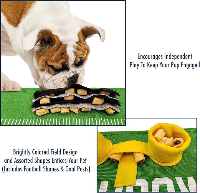 NFL Dallas Cowboys Dog Snuffle Mat – Interactive Pet Slow Feeder, Football Field Design Food Puzzle Toy for Dogs & Cats, Foraging Activity Mat for Smarter Feeding