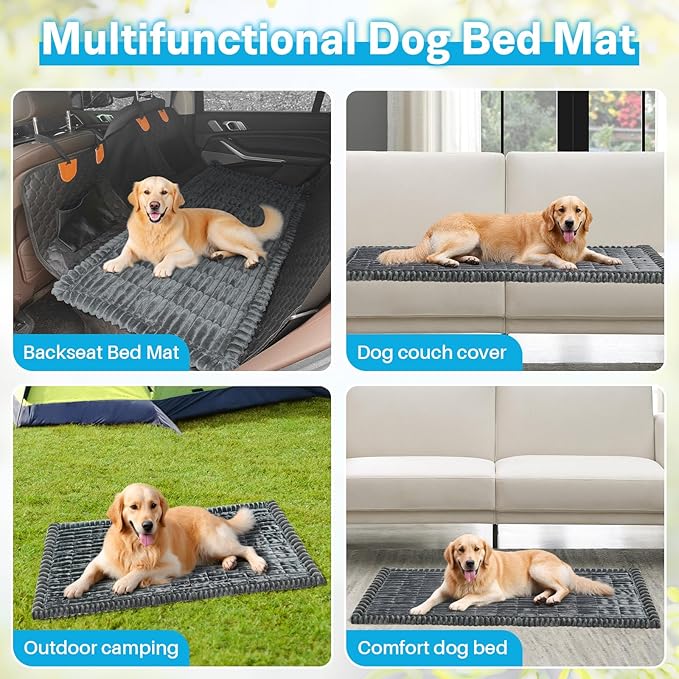 Dog Car Seat Cover for Back Seat, Dog Bed for Car, Fit for Backseat Extenders, Car Seat Protector, Nonslip Soft Durable for Cars Trucks and SUVs (Dark Gray, 24.8"*54")