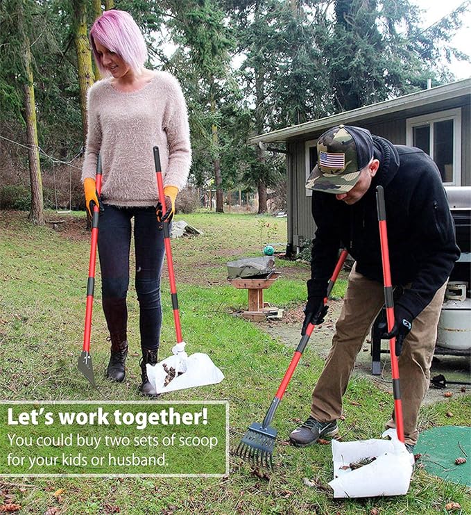 Larger Heavy Duty Pooper Scooper for Dogs-Rake, Spade,Tray Set with Long Handle,No Bend Down Easy Cleanup,Great for Yard Grass Gravel Dirt,Use for Large Small and Multi Dogs