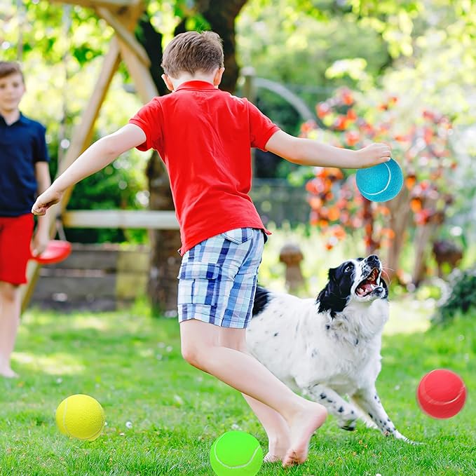 4 Pack Large Dog Tennis Balls, 4 inch Interactive Dog Toy Ball for Playing Training Sports Outdoor Indoor, Pet Toys Fetch Balls for Small, Medium, Large & Dogs