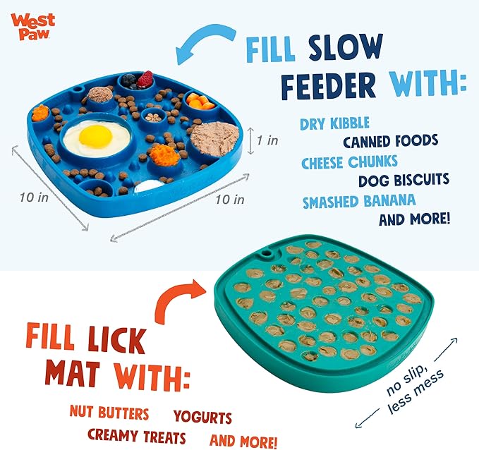 West Paw Seaflex Waves Feast Mat – All-in-One, Slow Feeder, Lick Mat – Encourages Foraging & Food Exploration - Engages Picky Eaters & Slow Feeding - Versatile – Easy to Clean, Non-Toxic - Lavender