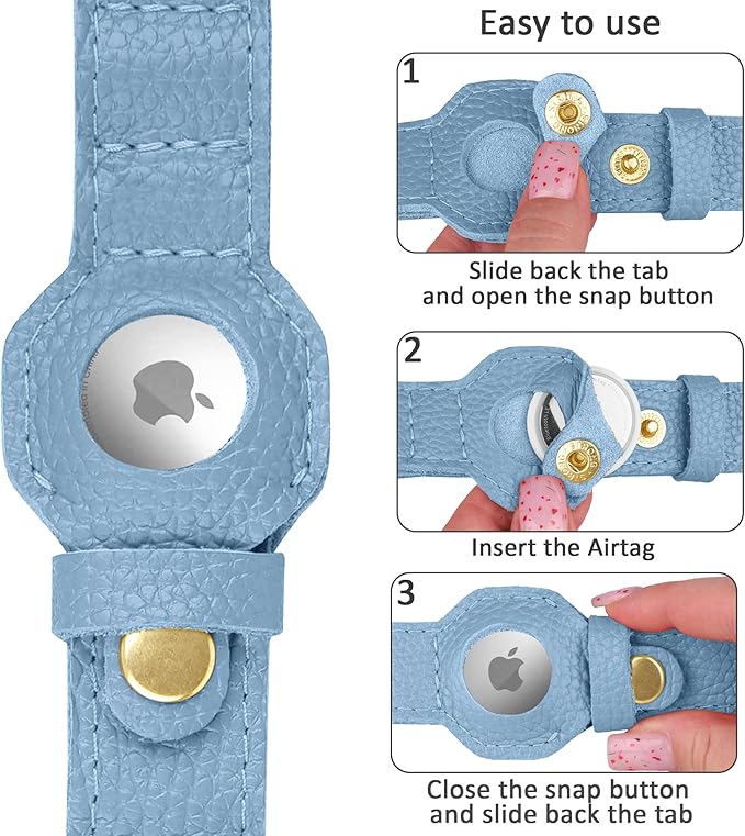 Leather Airtag Dog Collar - Soft Tracking Dog Collar with Apple AirTag Holder and Metal Buckle - Safety GPS Pet Collars for Small Medium Large Dogs Puppy Pink Red (Cornflower, M, 14"-18" Neck Fit)