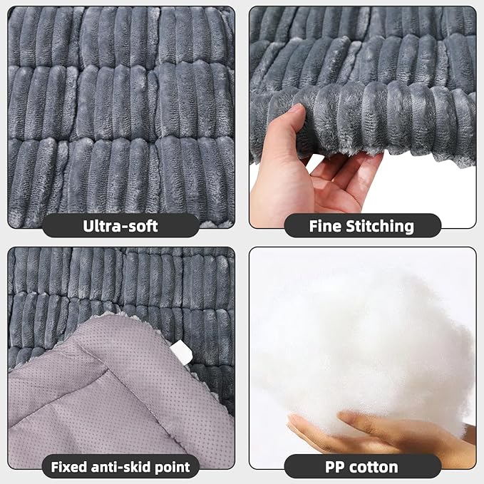 CLKHOWL Dog Car Seat Cover for Back Seat, Dog Bed for Car, Non-Slip Travel Pet Mat, Fit for Backseat Extenders and Seat Protectors (Dark Grey, 25.6x54 inch)