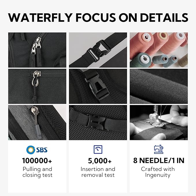 WATERFLY Fanny Pack for Women Men Water Resistant Small Waist Pouch Slim Belt Bag with 4 Pockets for Running Travelling Hiking Walking Lightweight Crossbody Chest Bag Fit All Phones…