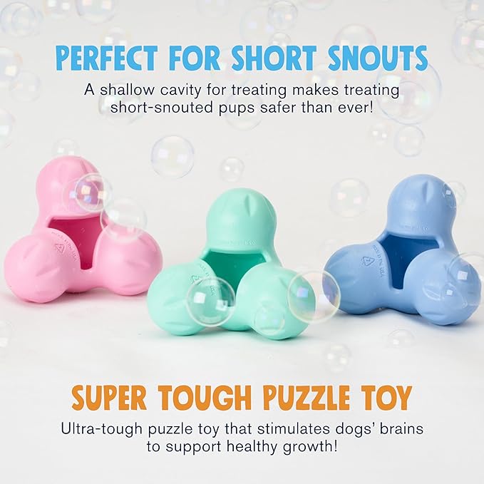 WEST PAW Zogoflex Tux Treat Dispensing Dog Chew Toy – Interactive Chewing Toy for Dogs – Dog Games for Aggressive Chewers, Fetch, Catch – Holds Kibble, Treats, Large 5", Bubblegum